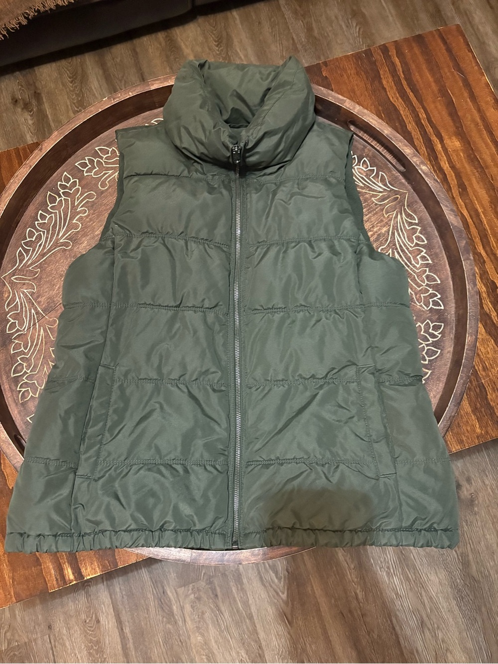 Old Navy Olive Green Quilted Puffer Vest